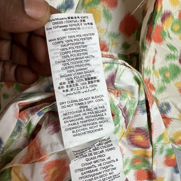 Tory Burch Taffeta dress Women Size 10 Floral Puff Sleeve Midi Pockets - Picture 15 of 16